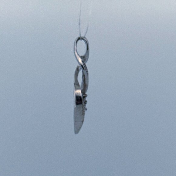 Estate Sterling Silver 925 Pendant Twisted Design CZ Accent, 1.19in, 2.3g, No Ch - Picture 2 of 8